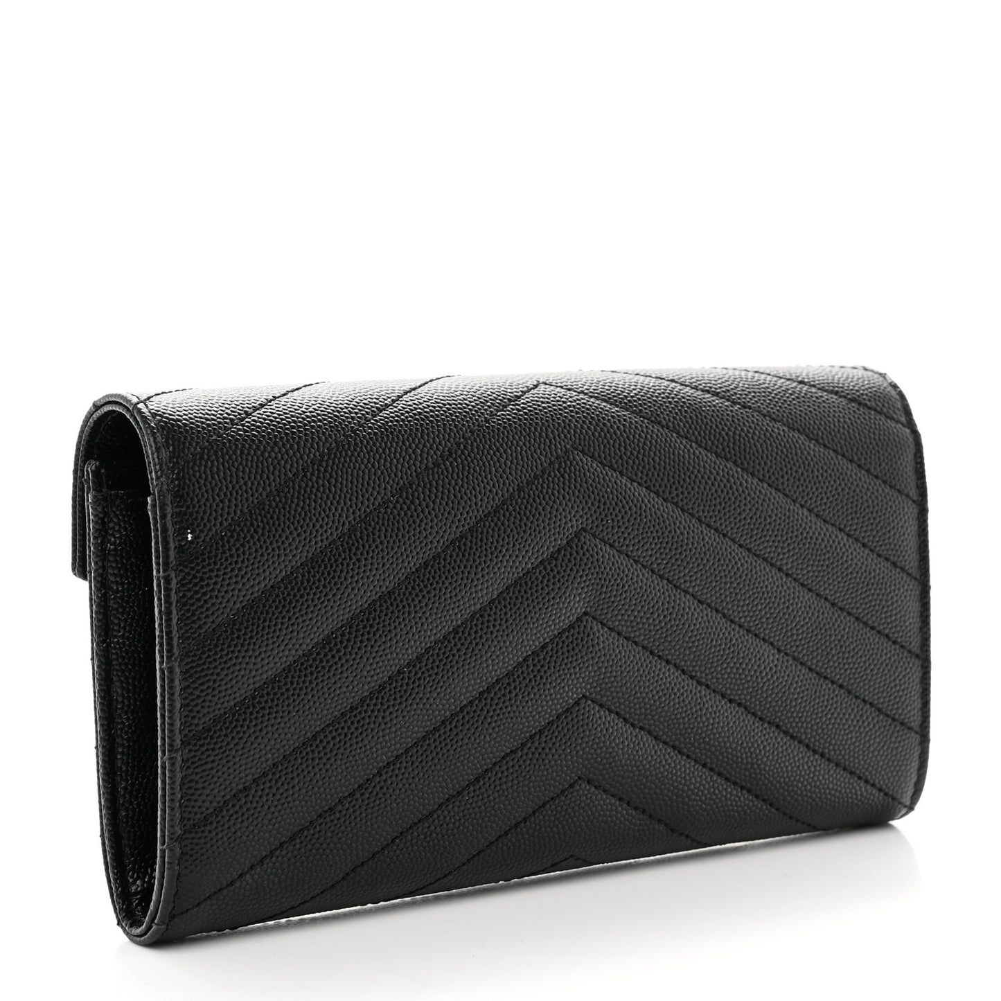 Grain De Poudre Matelasse Chevron Monogram Flap Wallet Black