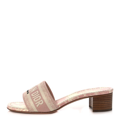 Christian Dior Cotton Toile De Jouy Embroidered Dway 50mm Slide Sandals 37.5 Light Pink 1 of 10