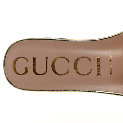 Gucci Metallic Nappa Crystal Square G Madelyn Slide Sandals 38 Gold 5 of 9