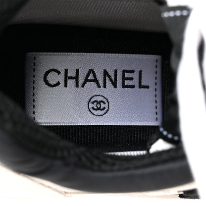 Chanel Mesh Suede Calfskin Grained Calfskin Womens CC Sneakers 37 White Black 6 of 9