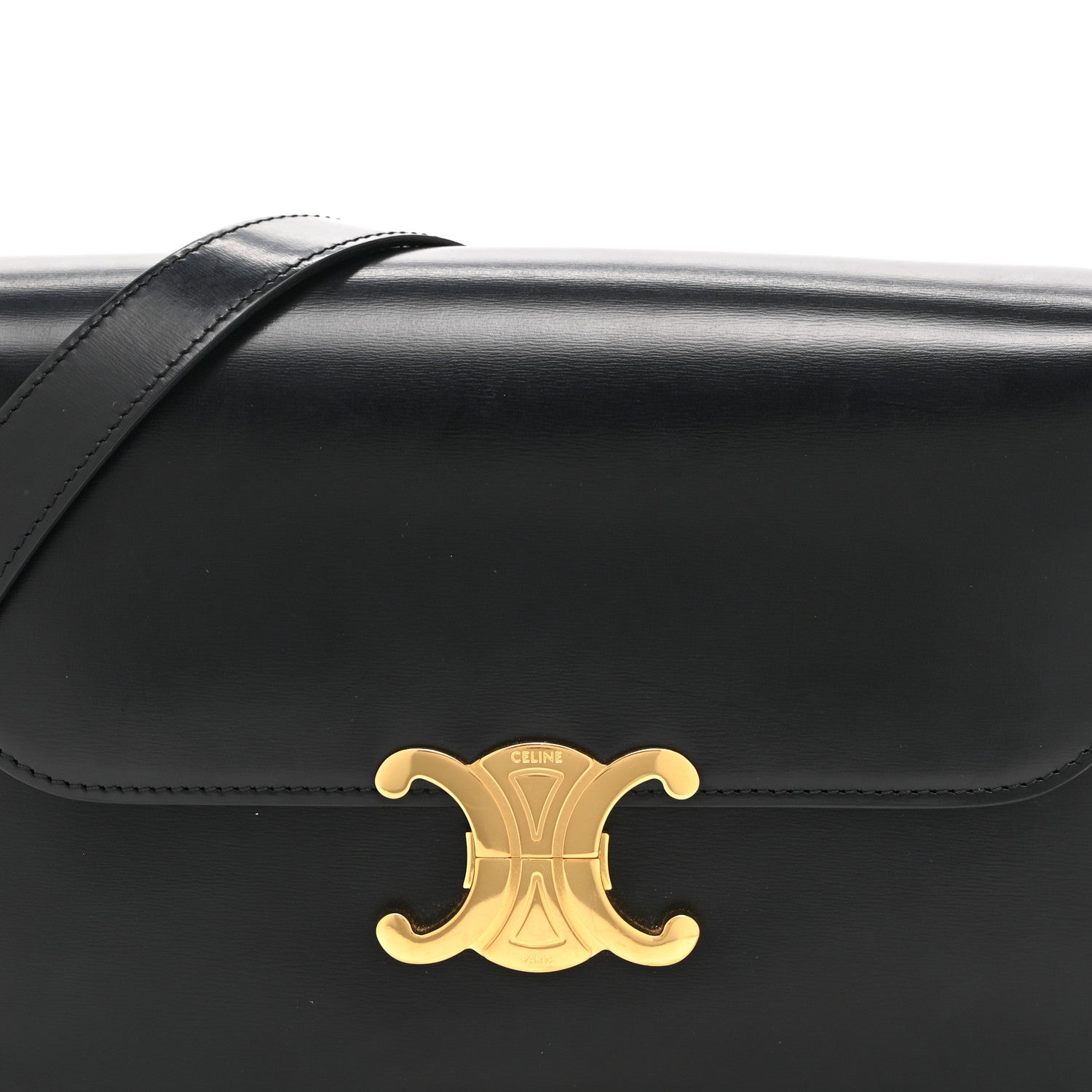 Celine Shiny Calfskin Medium Triomphe Black 9 of 11