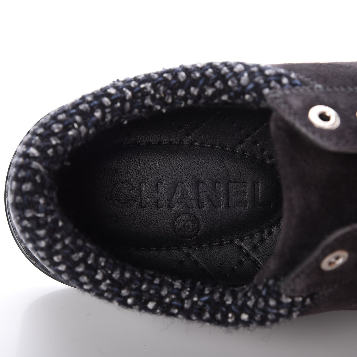 Suede Calfskin Tweed Low Top Sneakers 37 Dark Grey