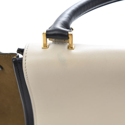 Celine Smooth Calfskin Suede Medium Tri-Color Trapeze Cream Black Brown 11 of 13
