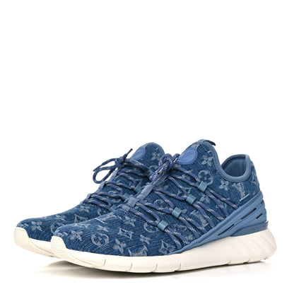 Louis Vuitton Denim Rubber Monogram Fastlane Low Sneakers 7.5 Navy 3 of 10
