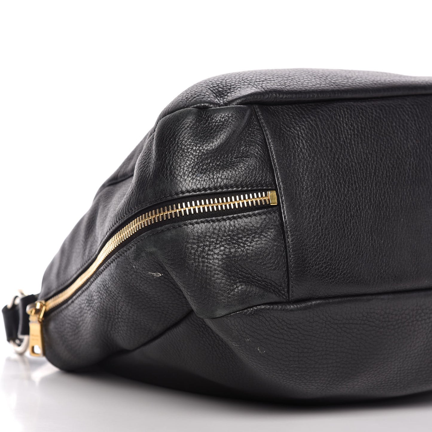 Vitello Daino Side Zip Pocket Hobo Black