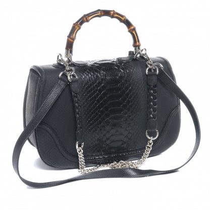 Gucci Python New Bamboo Large Top Handle Bag Black 3 of 7