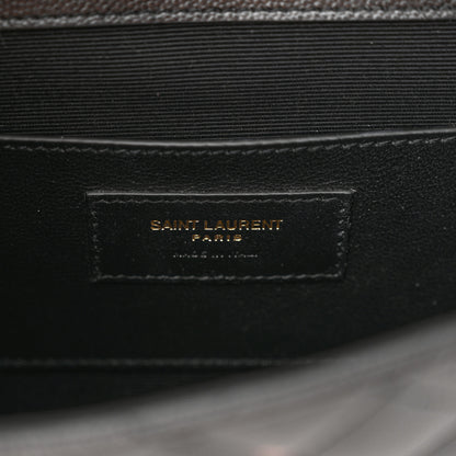 Saint Laurent Grain De Poudre Textured Mixed Matelasse Triquilt Small Monogram Satchel Black 6 of 11