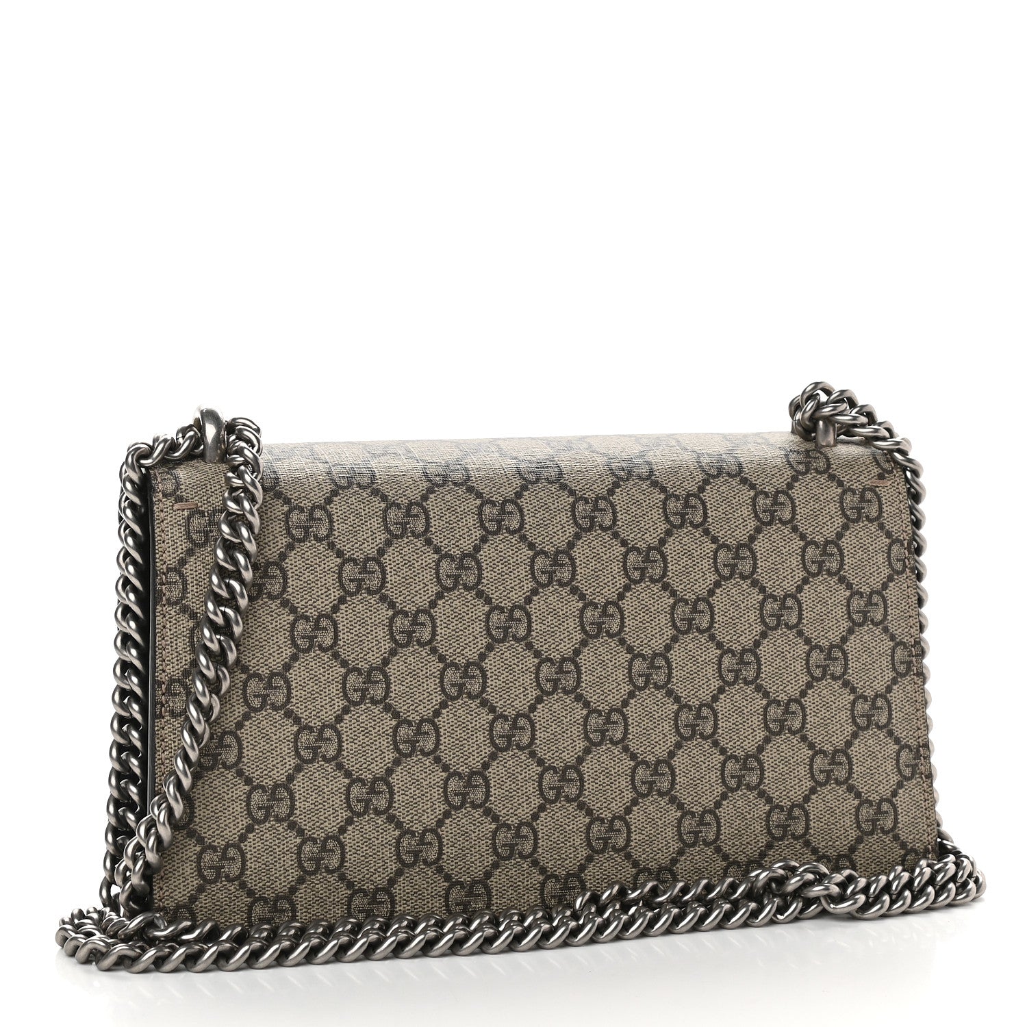 Gucci GG Supreme Monogram Suede Crystal Small Dionysus Shoulder Bag Beige Ebony Black 3 of 9