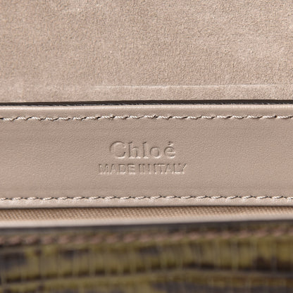 Chloe Goatskin Calfskin Lizard Embossed Mini C Double Carry Antique Green 8 of 9