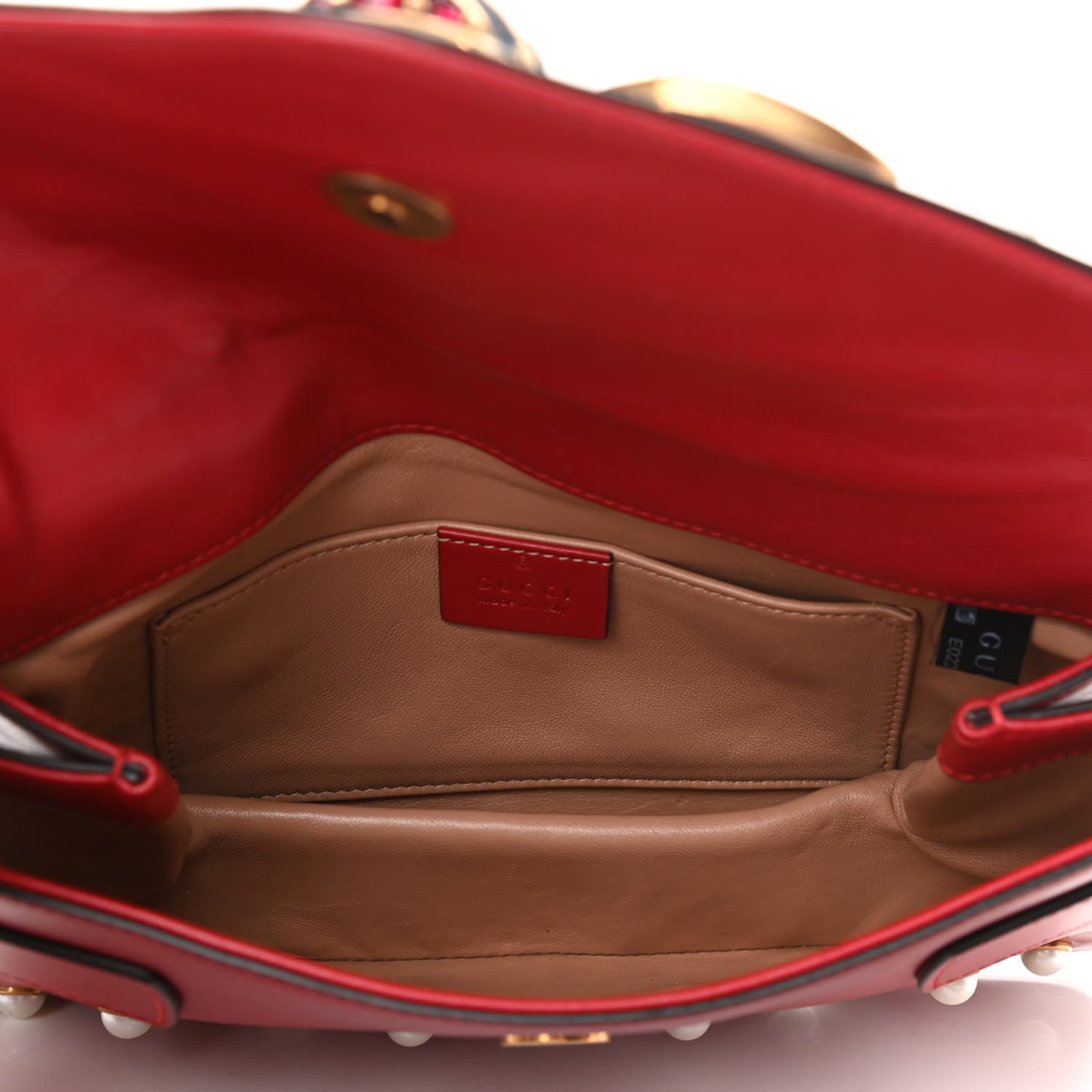 Nappa Pearl Studded Mini Queen Margaret Broadway Shoulder Bag Hibiscus Red