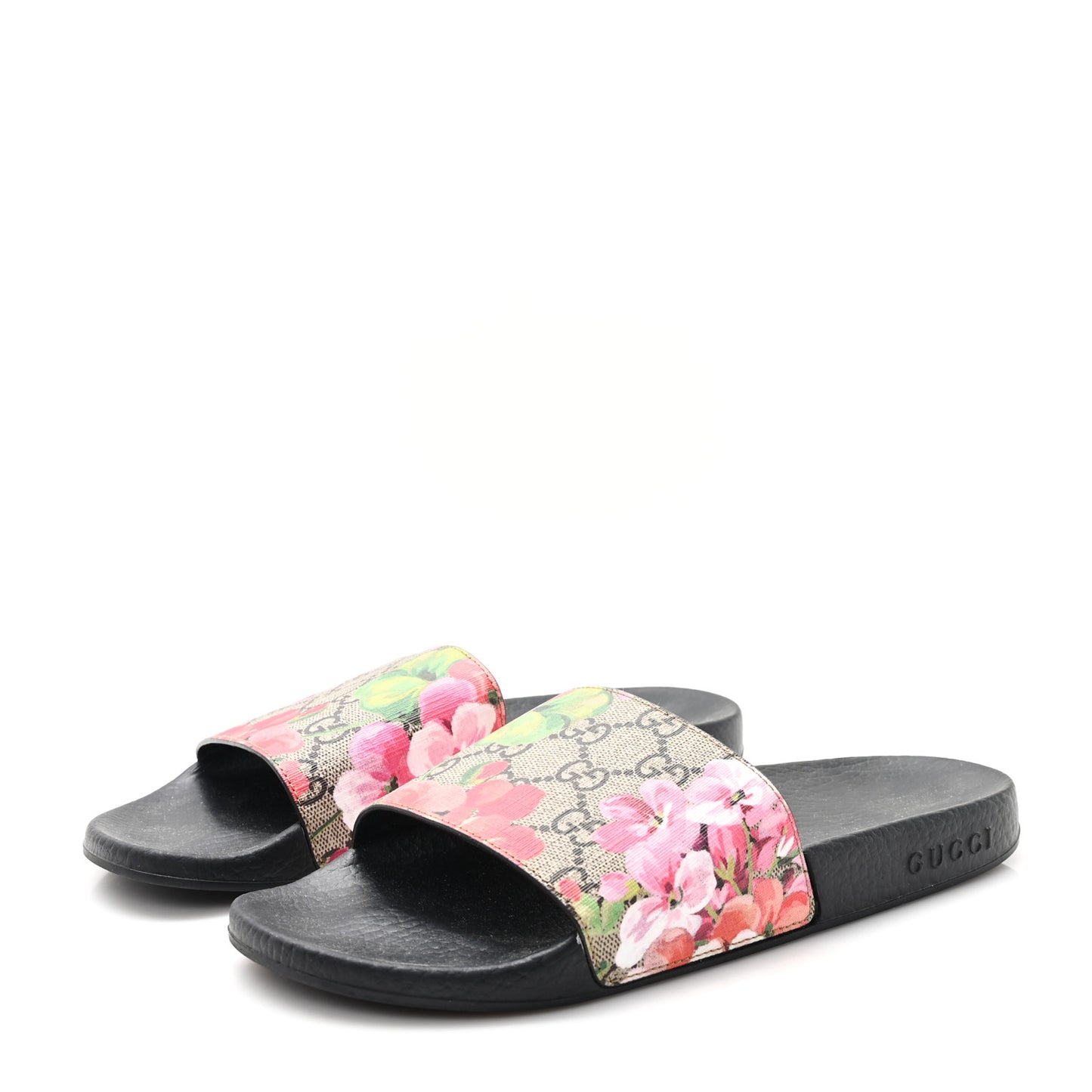 GG Supreme Monogram Blooms Slide Sandals 38 Beige Multicolor
