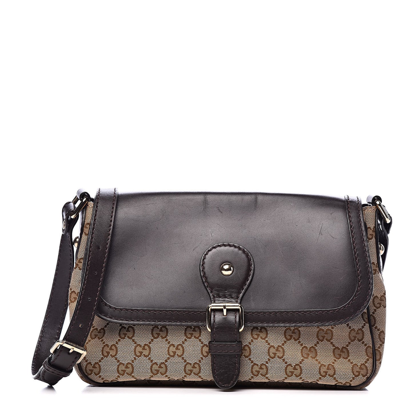 Monogram Techno Horsebit Large Shoulder Flap Bag Brown