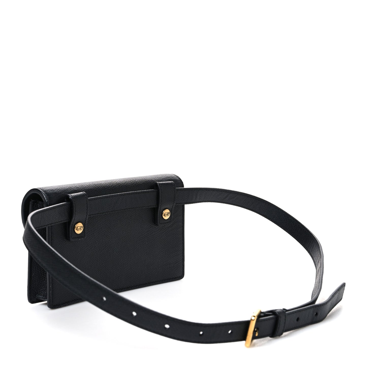 Grained Calfskin Saddle Belt Bag Black