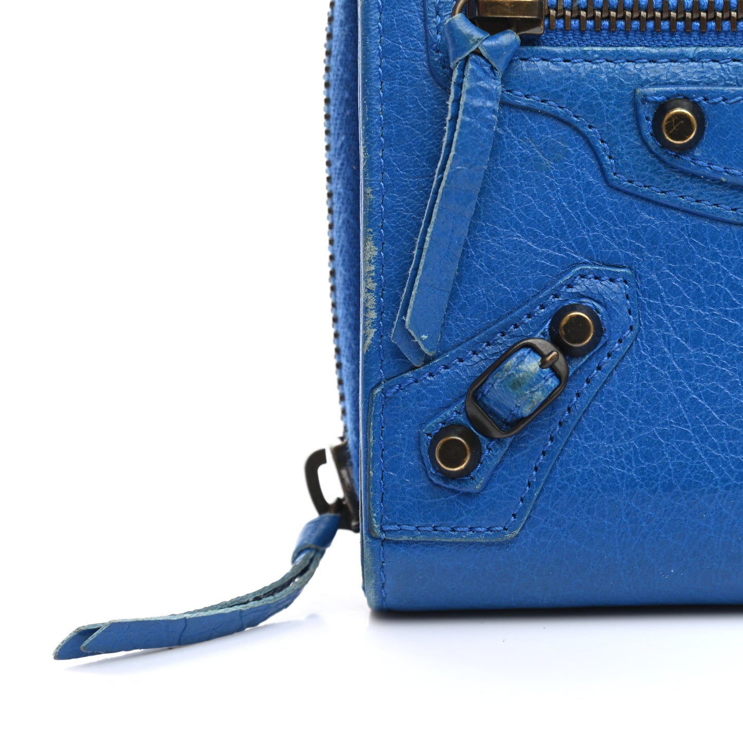 Agneau Classic Hardware Bill Fold Zip Wallet Bleu Lazuli