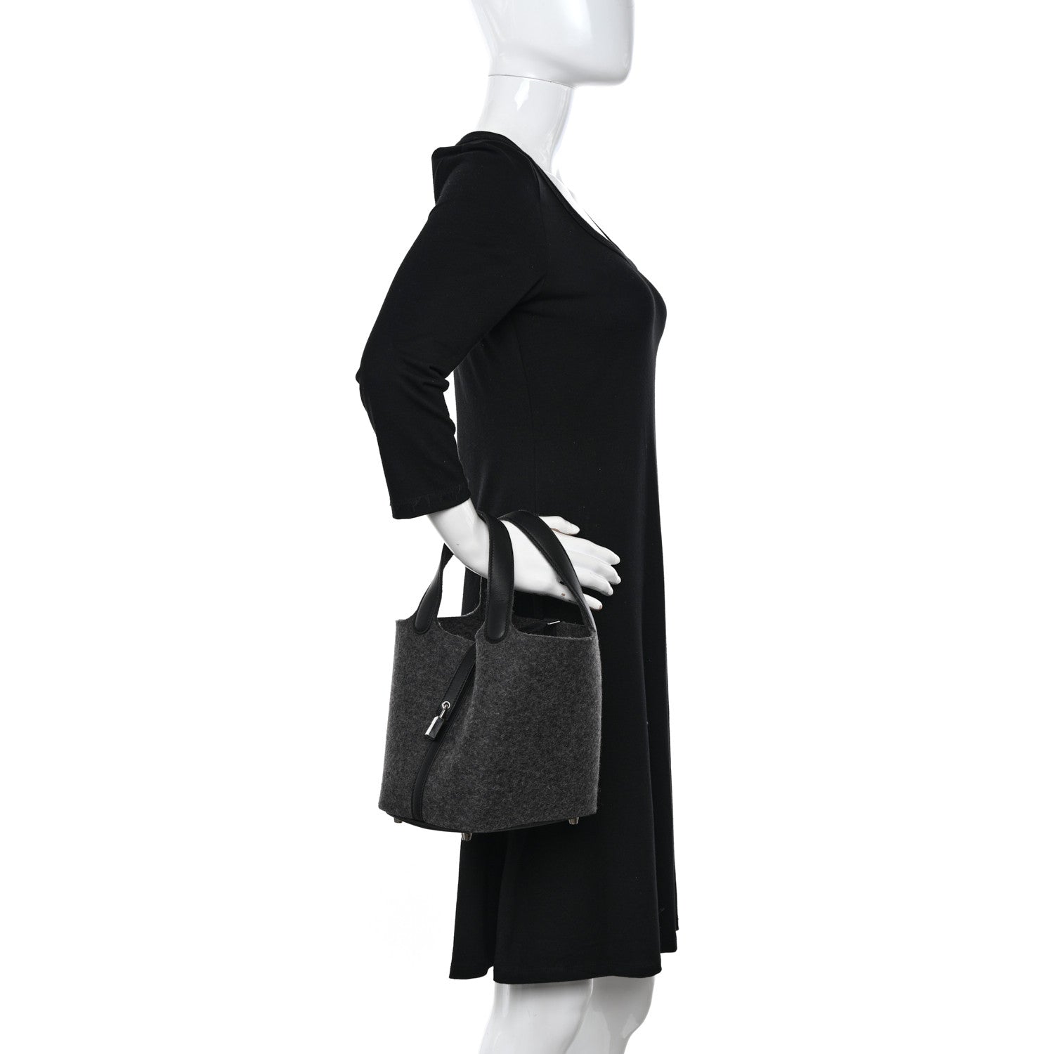 Hermes Feutre Swift Picotin Lock 18 PM Gris Moyen Black 2 of 11