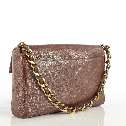 Chanel Metallic Caviar Quilted Medium Single Flap Brown 3 of 9