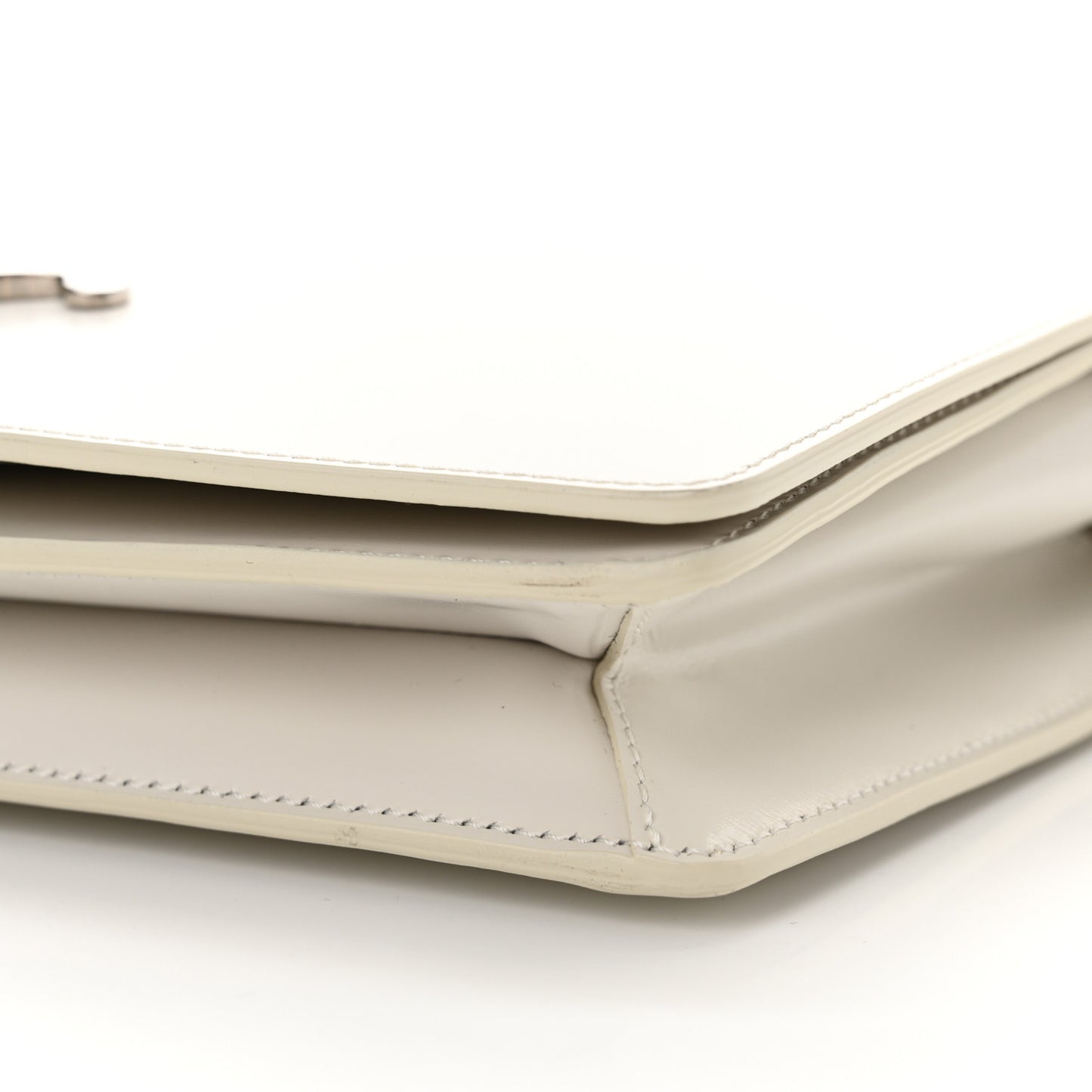 Shiny Calfskin Trapeze Triomphe Bag White