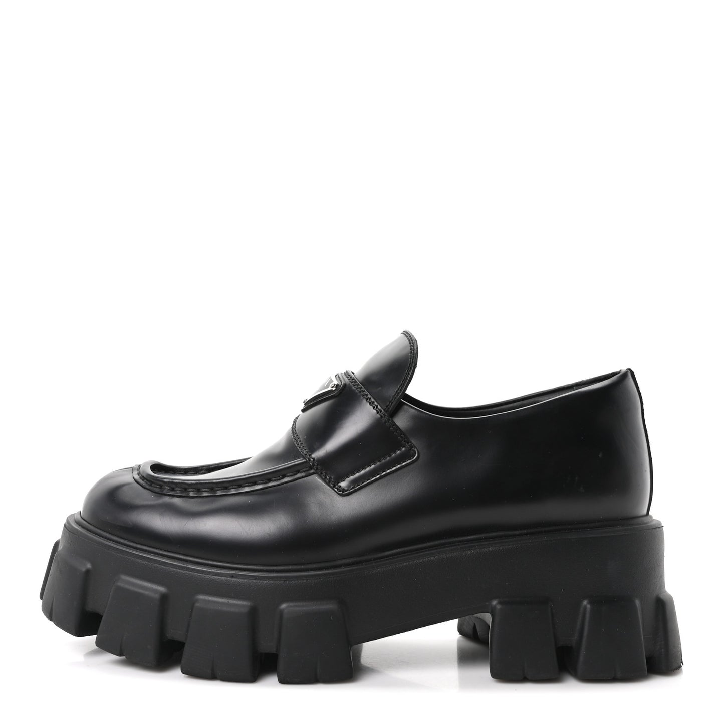 Spazzolato Rois Metal Triangle Logo Monolith 55mm Loafers 40 Black