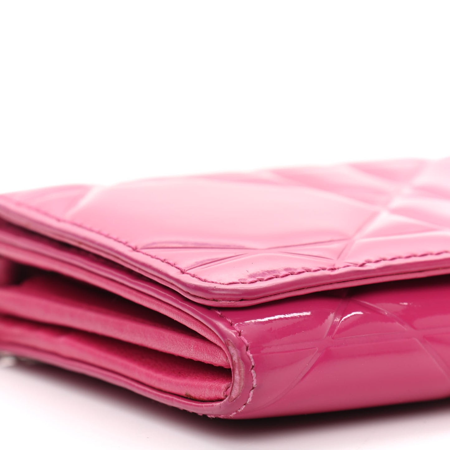 Patent Cannage Lady Dior Rendezvous Wallet On Chain Fuchsia