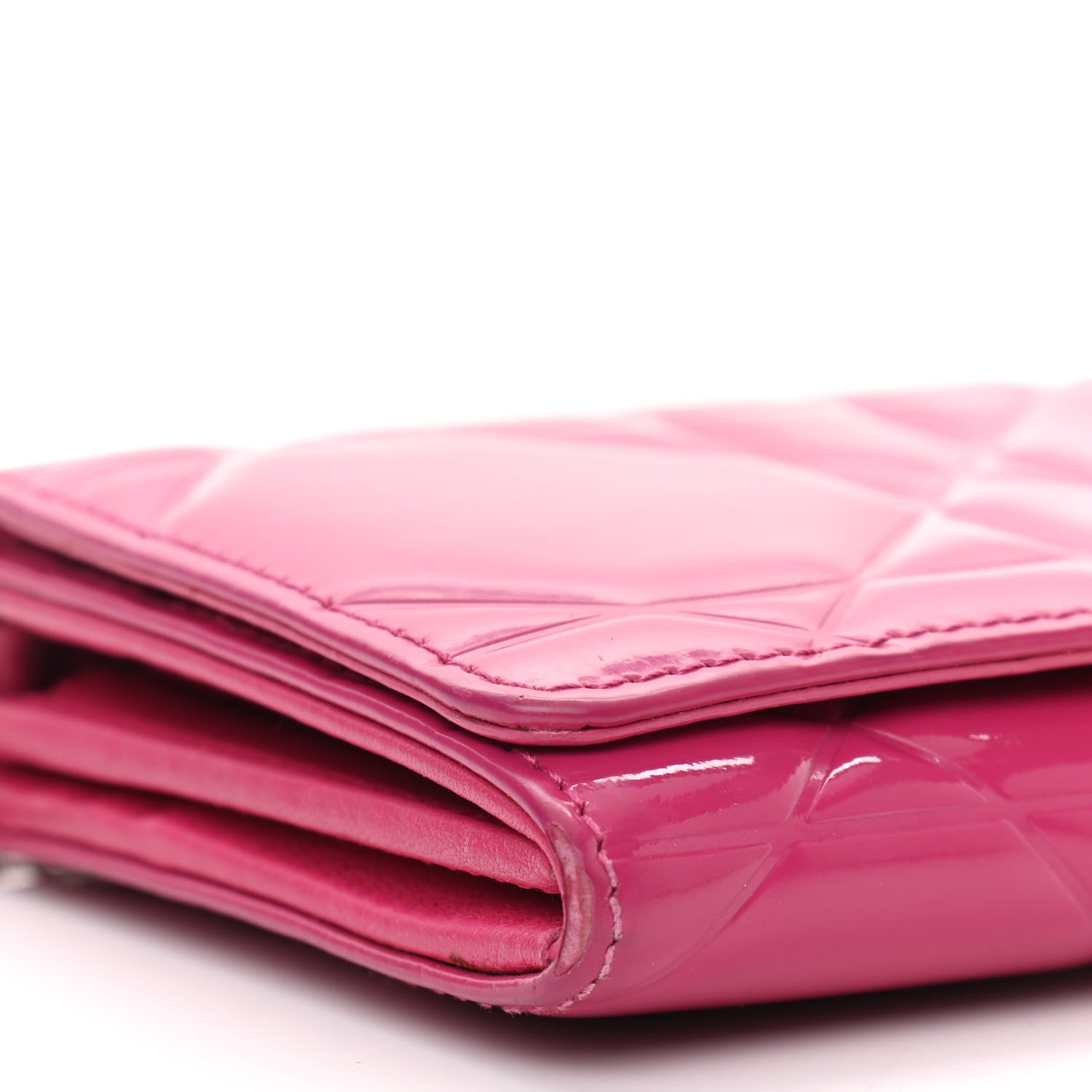 Christian Dior Patent Cannage Lady Dior Rendezvous Wallet On Chain Fuchsia 5 of 10
