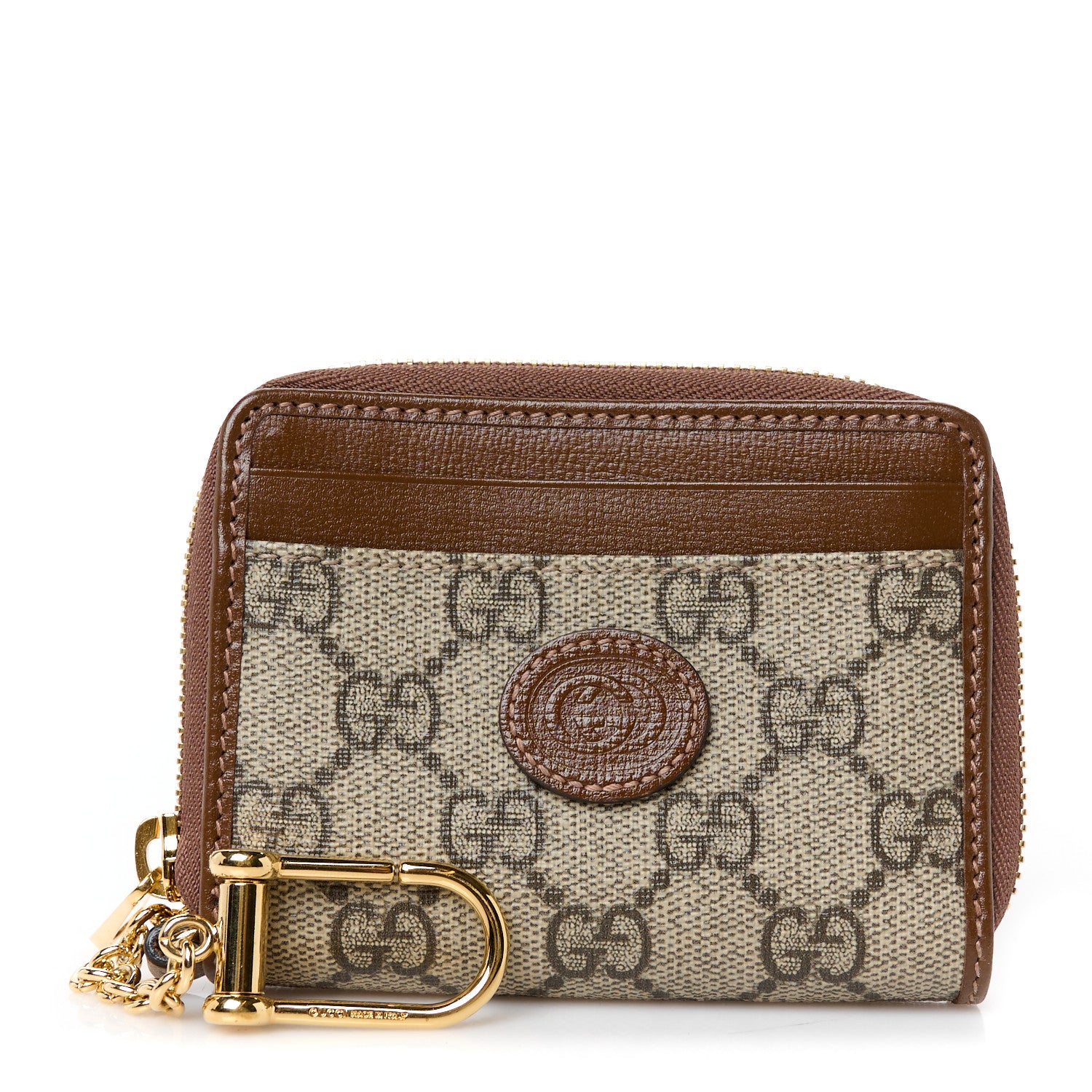 Gucci GG Supreme Monogram Azalea Calfskin Retro Interlocking G Compact Wallet Beige Ebony Brown Sugar 1 of 9