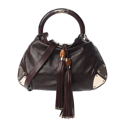 Gucci Guccissima Medium Indy Top Handle Hobo Dark Brown 1 of 9