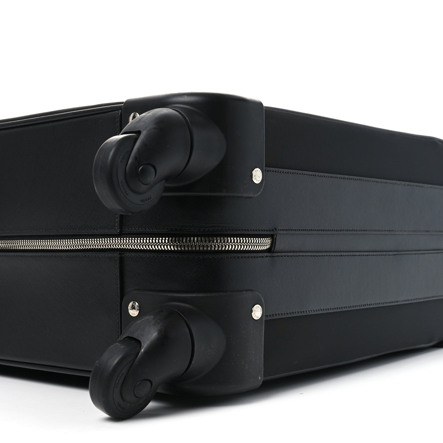 Tessuto Nylon Saffiano Trolley Luggage Black