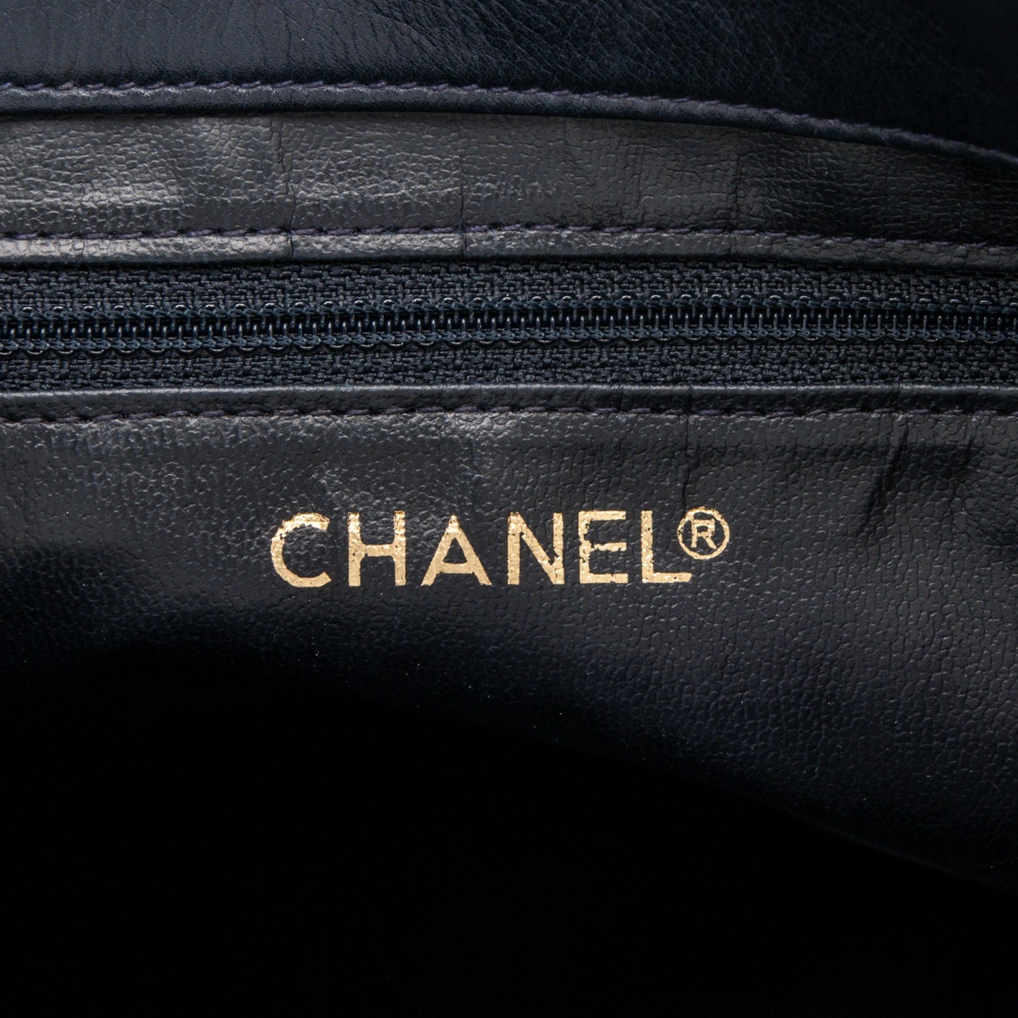 Calfskin Quilted Shoulder Bag Navy Blue