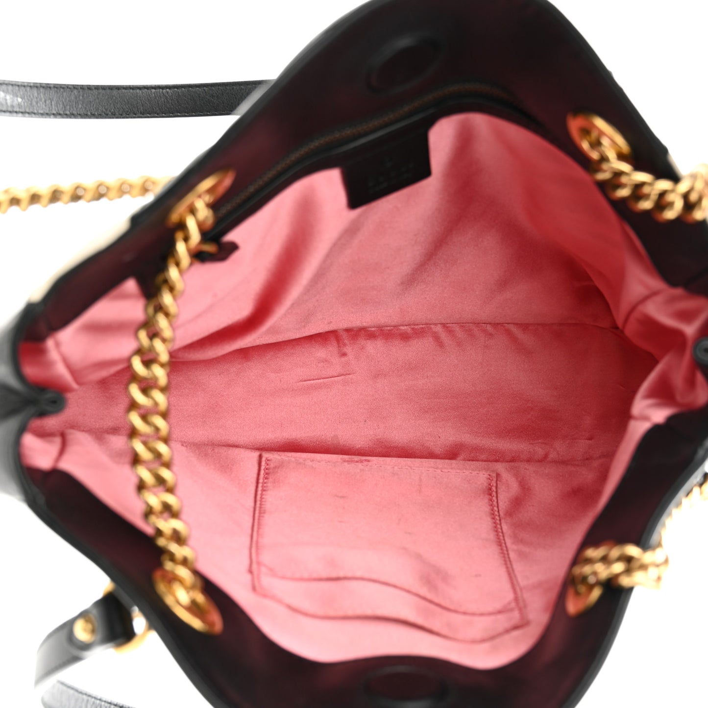 Calfskin Matelasse Medium GG Marmont Open Top Shoulder Bag Black White