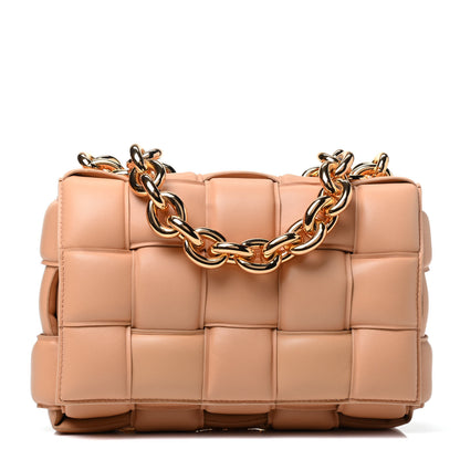 Bottega Veneta Lambskin Maxi Intreccio Padded Chain Cassette Crossbody Bag Almond 1 of 3