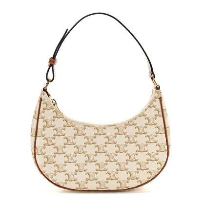 Celine Canvas Calfskin Ava Triomphe Shoulder Bag White 1 of 10