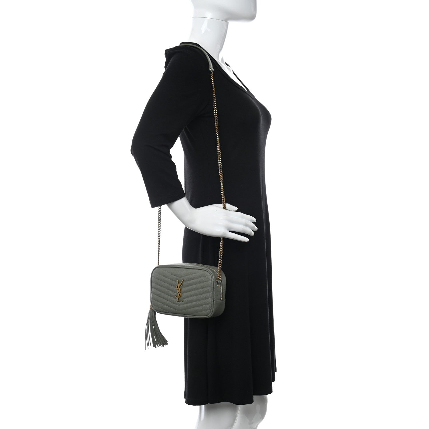 Saint Laurent Grain De Poudre Matelasse Monogram Mini Lou Camera Bag Light Sage 2 of 11
