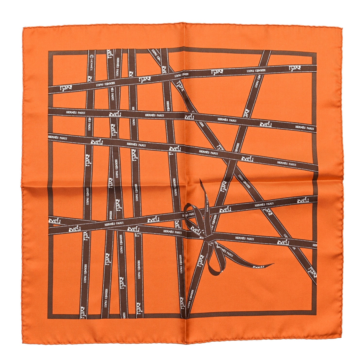 Hermes Silk Bolduc Pocket Square Scarf 1 of 4