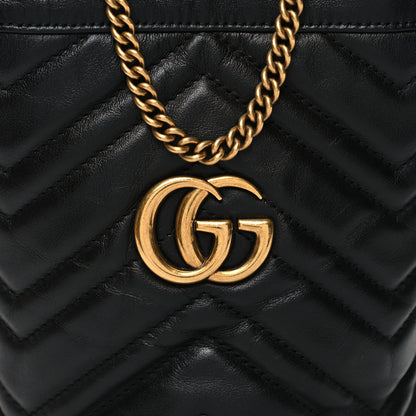 Gucci Calfskin Matelasse Mini GG Marmont 2.0 Bucket Bag Black 8 of 10