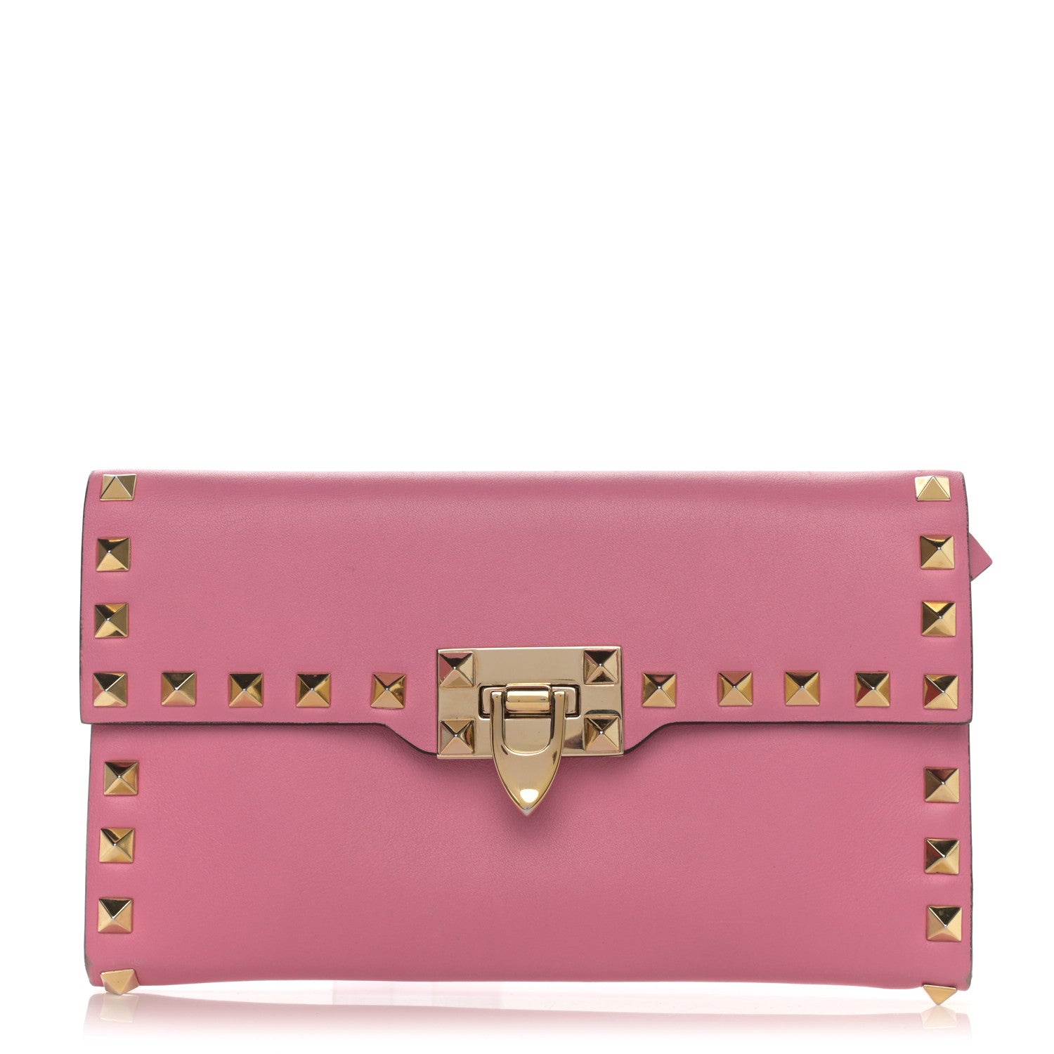 Valentino Garavani Calfskin Rockstud Flip Lock Wallet Ninphea 1 of 8