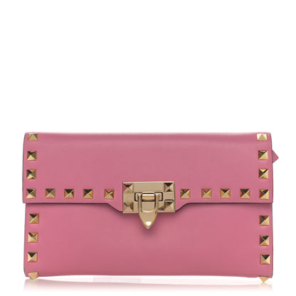 Valentino Garavani Calfskin Rockstud Flip Lock Wallet Ninphea 1 of 8