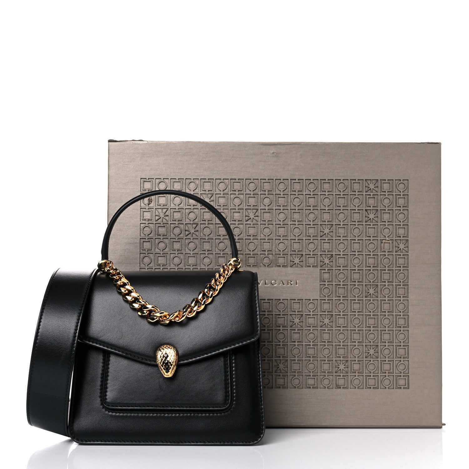 Bulgari Nappa Serpenti Forever Small Maxi Chain Top Handle Bag Black 15 of 15