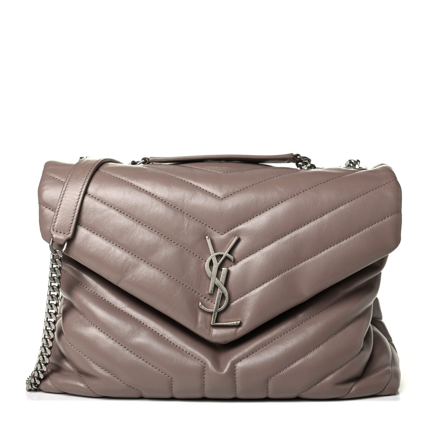 Calfskin Y Quilted Monogram Medium Loulou Chain Satchel Light Natural