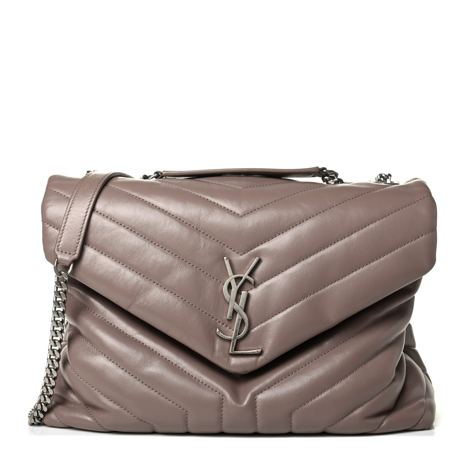 Saint Laurent Calfskin Y Quilted Monogram Medium Loulou Chain Satchel Light Natural 1 of 8