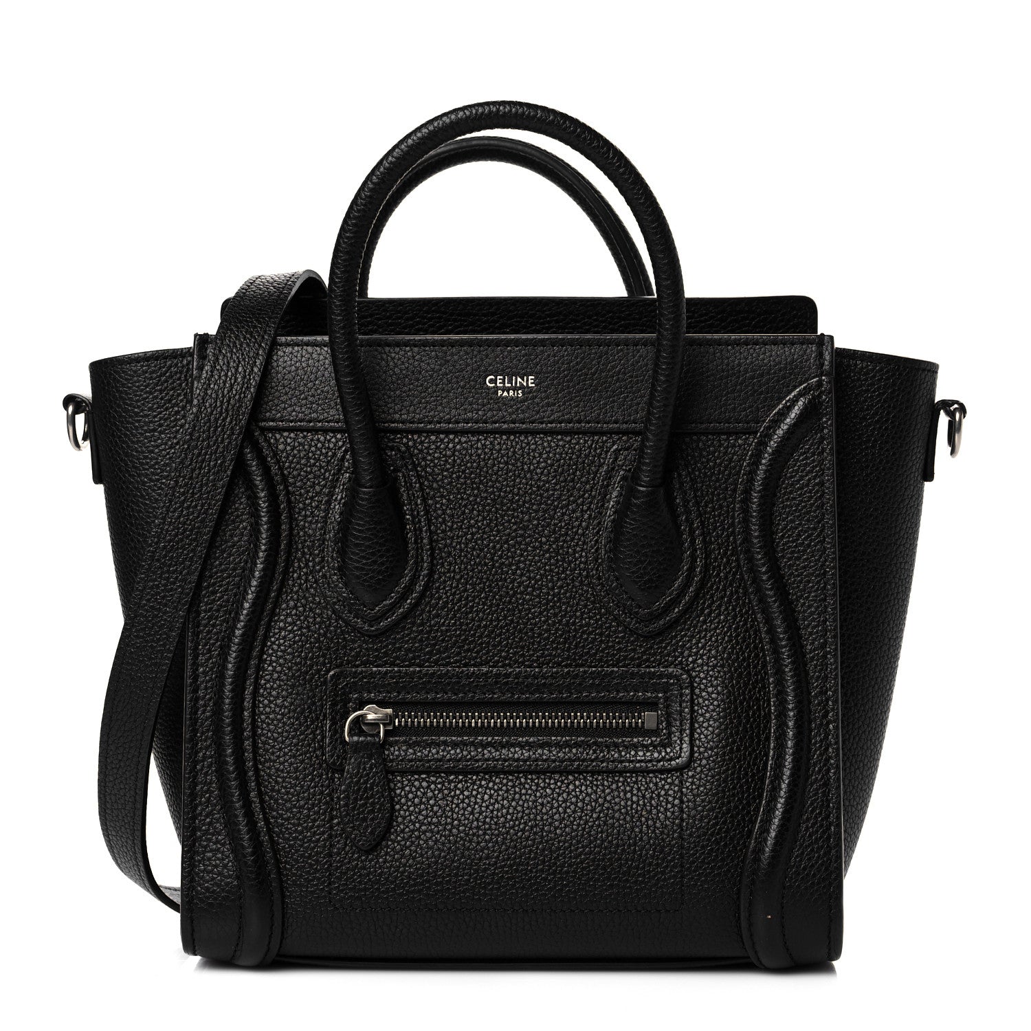 Celine Drummed Calfskin Nano Luggage Black 1 of 11