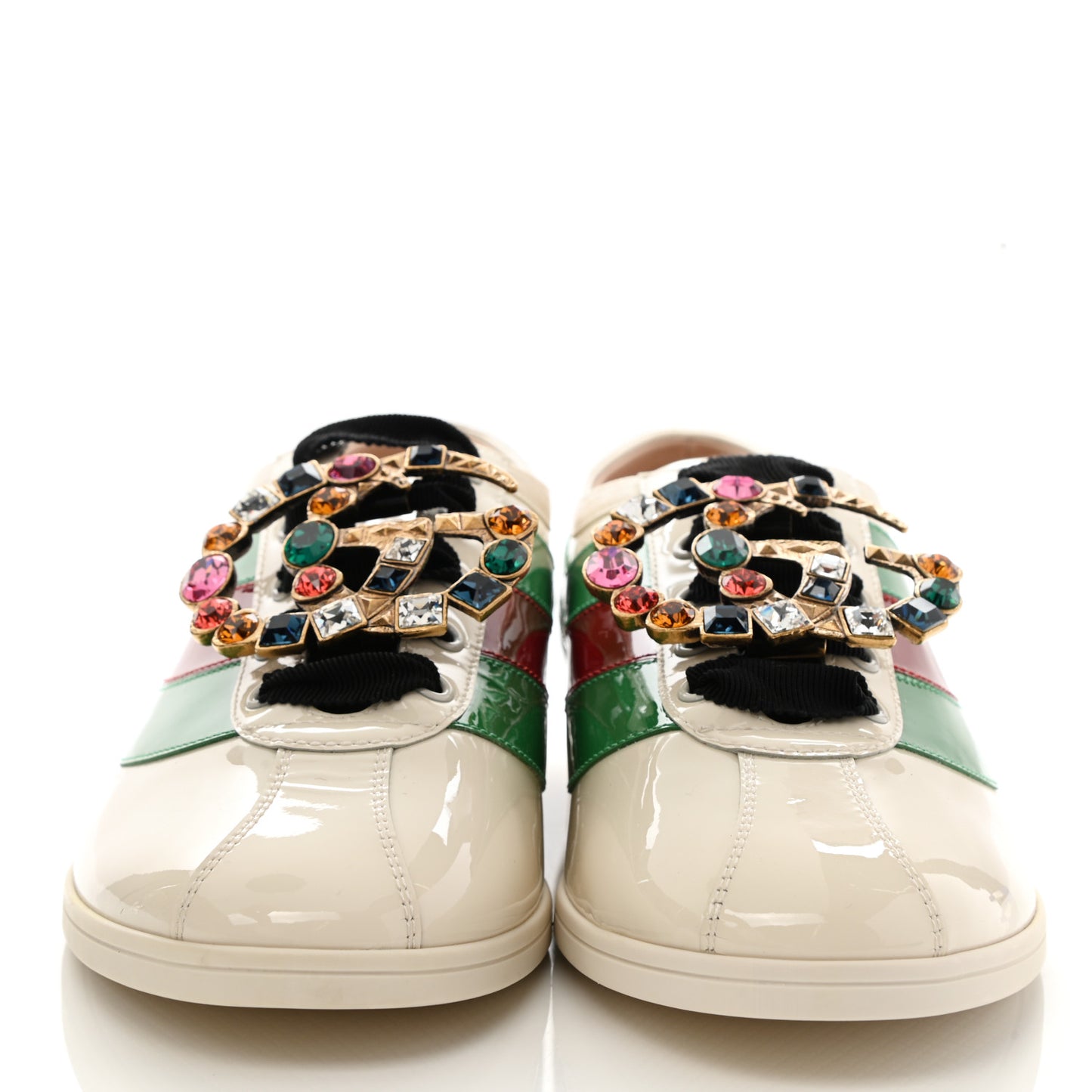 Patent Crystal Web GG Womens Falacer Sneakers 40.5 Mystic White New Shamarock Red