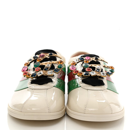 Gucci Patent Crystal Web GG Womens Falacer Sneakers 40.5 Mystic White New Shamarock Red 2 of 13