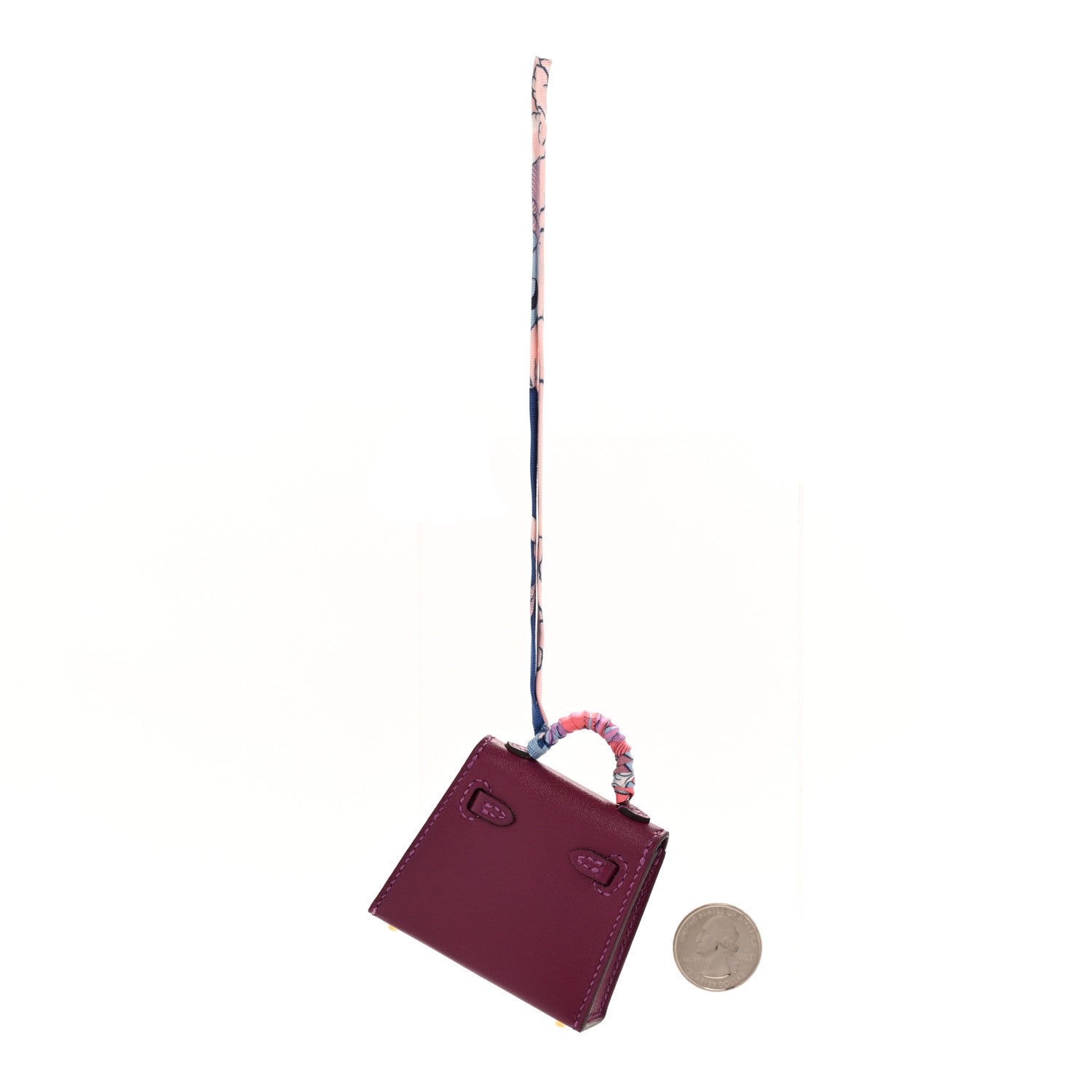Hermes Tadelakt Mini Kelly Twilly Bag Charm Anemone 2 of 7