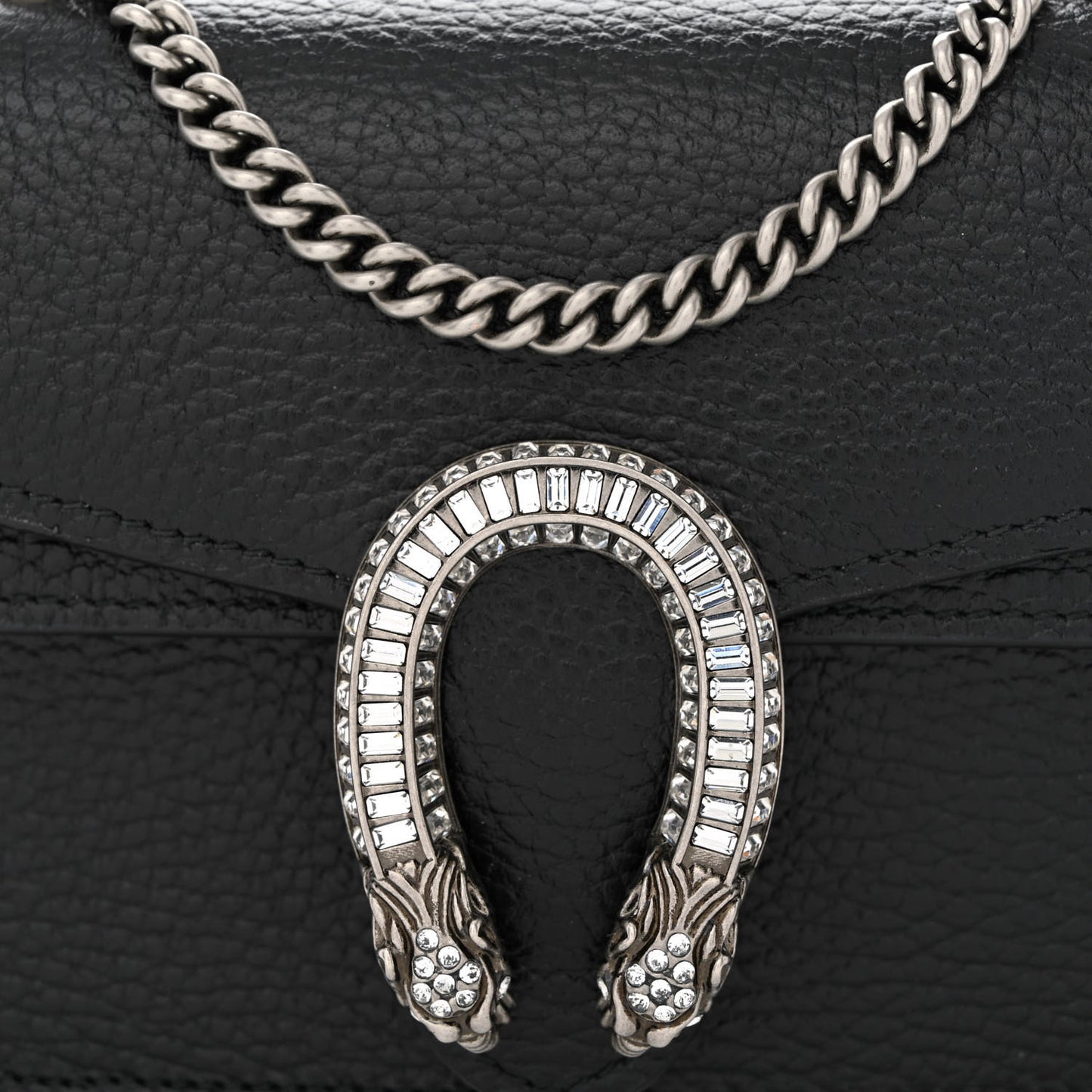 Dollar Calfskin Crystal Mini Dionysus Top Handle Bag Black Crystal