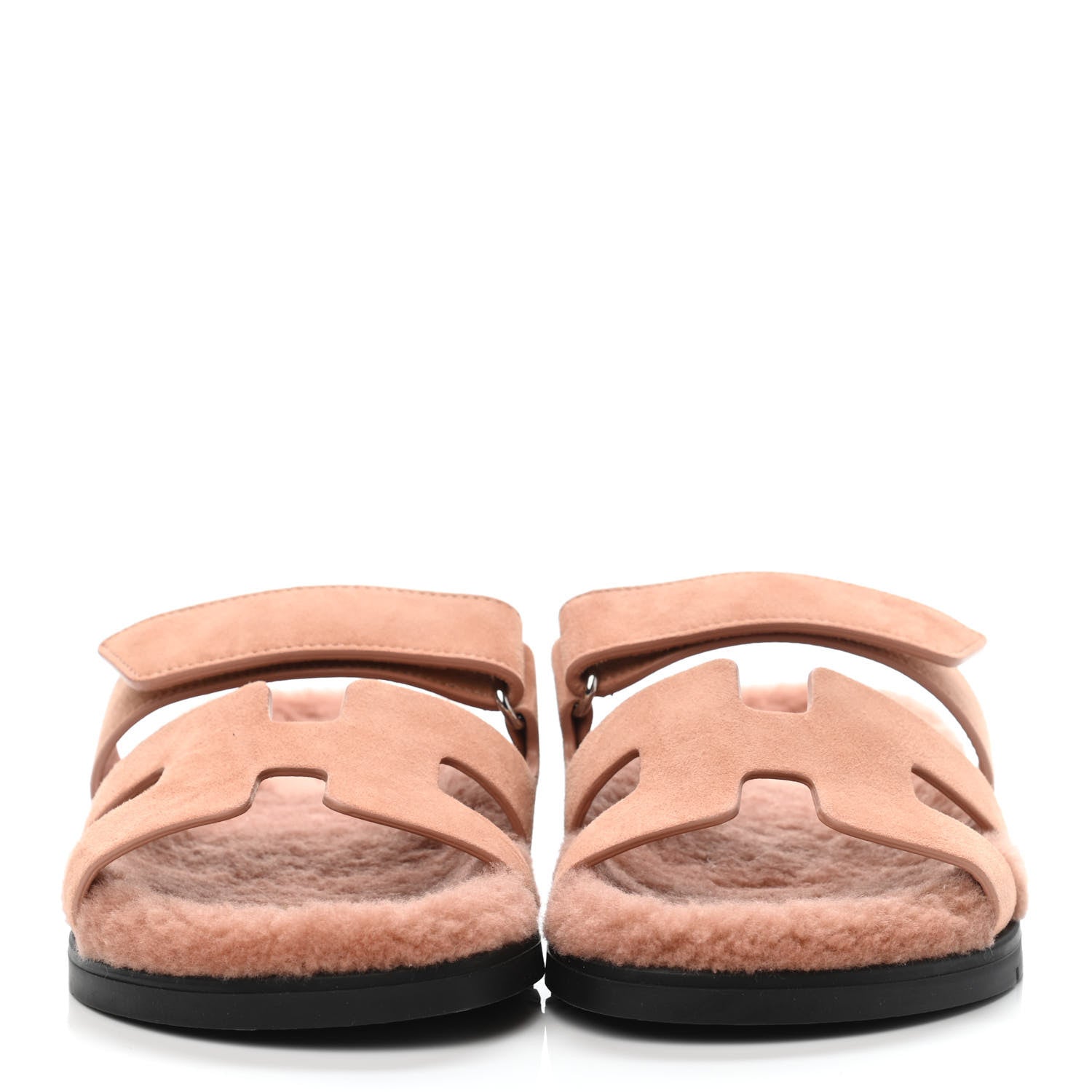 Hermes Suede Goatskin Woolskin Womens Chypre Sandals 37 Rose Aube 2 of 4