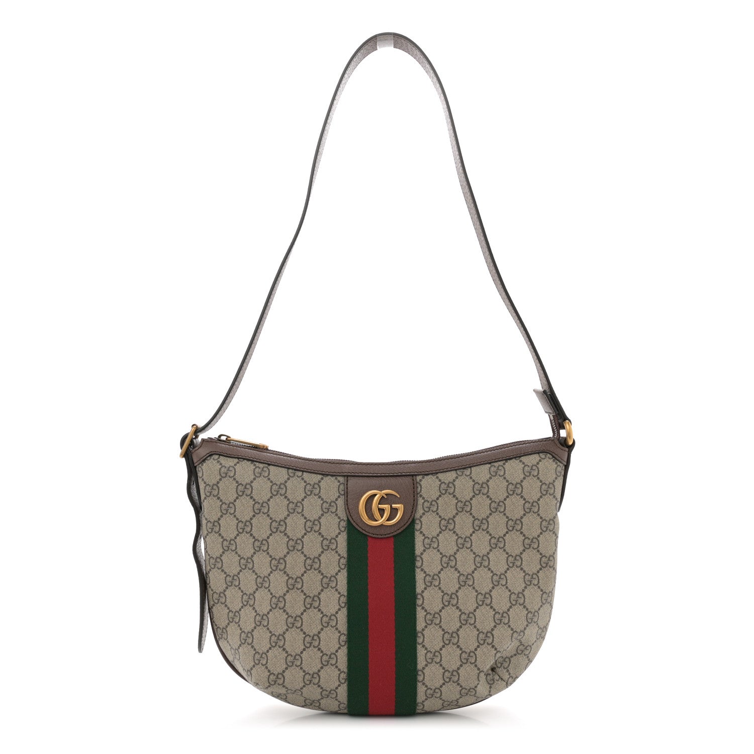 Gucci GG Supreme Monogram Web Small Ophidia Half Moon Hobo Brown 1 of 10