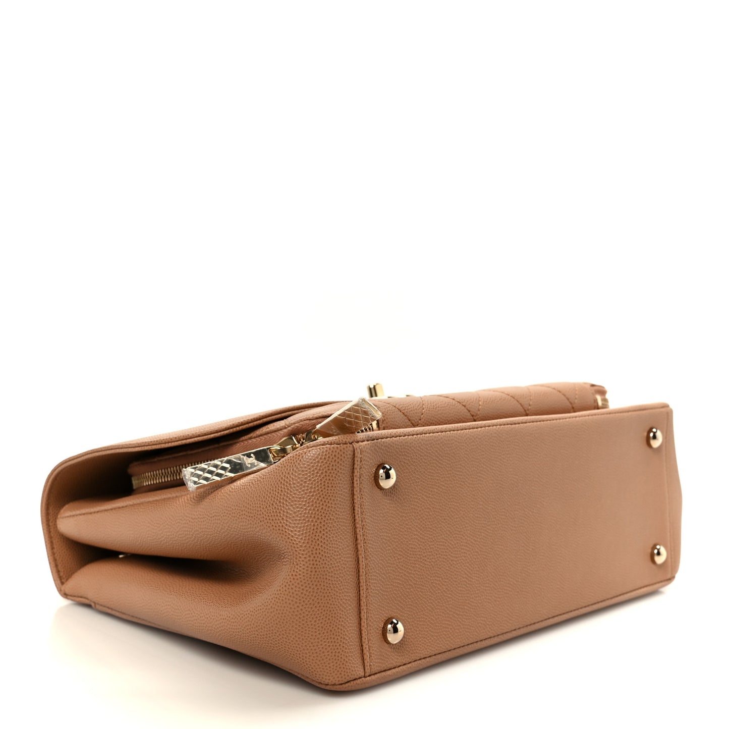 Caviar Quilted Large Business Affinity Flap Camel