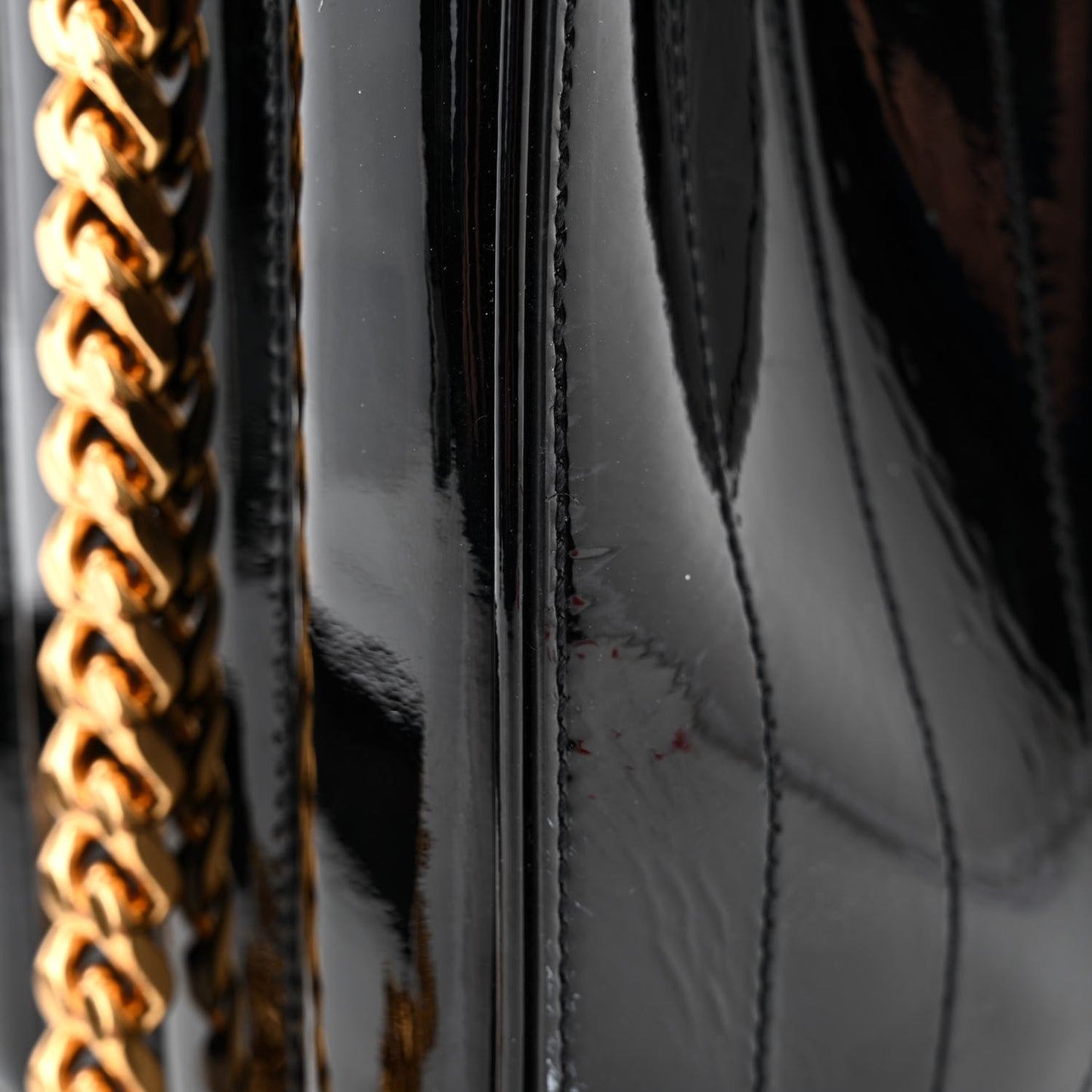 Patent Matelasse Monogram Large Vicky Chain Bag Black