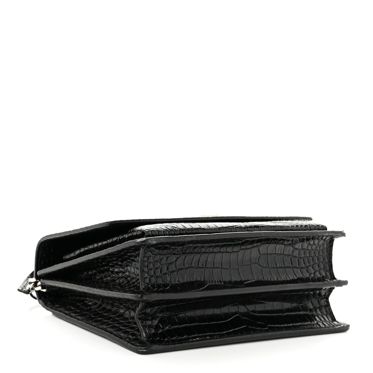 Calfskin Crocodile Embossed Medium Monogram Sunset Black