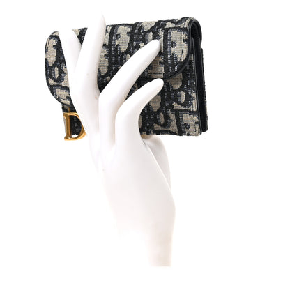 Christian Dior Oblique Saddle Card Holder Blue 2 of 6